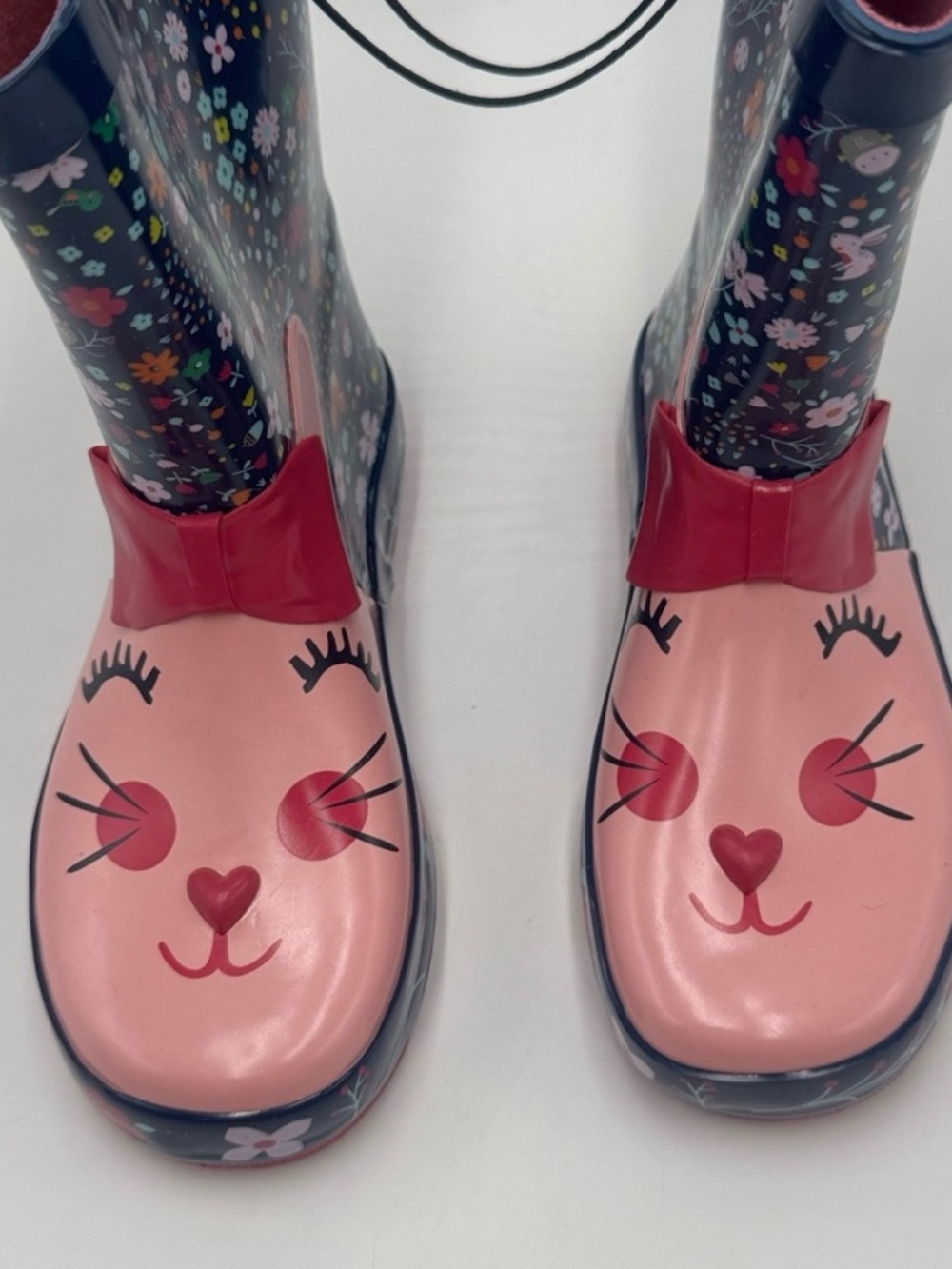 Girls Floral Bunny Rain Boots - Pink & Navy - Picture 4 of 9